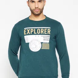 Duke Men Teal Printed Fleece Sweatshirt-image-83