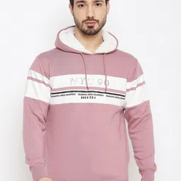 Duke Men Pink Colourblocked Hooded Fleece Sweatshirt-image-27
