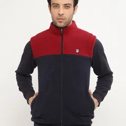 Octave Men Red Colourblocked Fleece Sweatshirt-picture-15