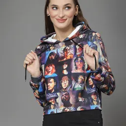 KASSUALLY Women Blue Printed Hooded Sweatshirt-image-63