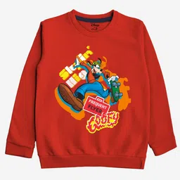 Minicult Kids Red Goofy Printed Sweatshirt-image-55