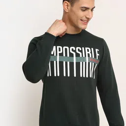 Rodamo Men Green Printed Fleece Sweatshirt-image-100