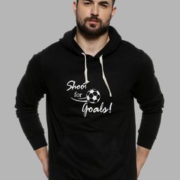 Campus Sutra Men Black Printed Hooded Cotton Sweatshirt-image-36