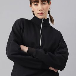 Fitkin Women High Neck Half-Zipper Fleece Sweatshirt-image-78