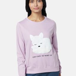 Dreamz by Pantaloons Women Lavender Printed Cotton Sweatshirt-image-11