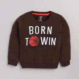 Toonyport Unisex Kids Brown Cotton Printed Sweatshirt-22