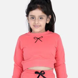 AWW HUNNIE Girls Peach-Coloured Cotton Sweatshirt-image-37