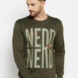 Duke Men Green Printed Fleece Sweatshirt-image-91