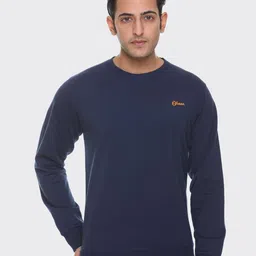 Obaan Men Navy Blue Solid Round Neck Sweatshirt-picture-21