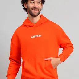 GRIFFEL Typography Printed Hooded Fleece Pullover-picture-5