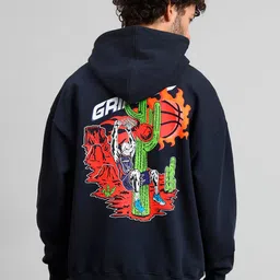 GRIFFEL Graphic Printed Hooded Fleece Pullover-picture-41