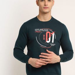 Rodamo Men Blue Printed Fleece Sweatshirt-image-97