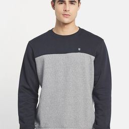 Octave Men Grey Colourblocked Fleece Sweatshirt-picture-45