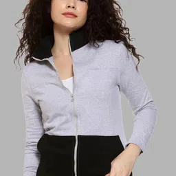 Campus Sutra Women Grey Colourblocked Sweatshirt-image-62