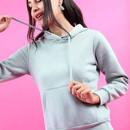 Tokyo Talkies Women Blue Hooded Sweatshirt-image-71