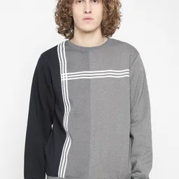 Octave Men Grey Fleece Colourblocked Sweatshirt-image-79