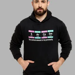 Campus Sutra Men Black Printed Hooded Sweatshirt-image-33
