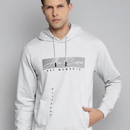 Allen Cooper Men Grey Printed Hooded Sweatshirt-image-61