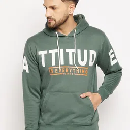 Duke Men Green Printed Hooded Fleece Sweatshirt-picture-7