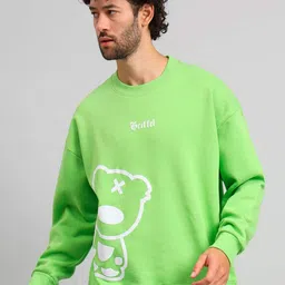 GRIFFEL Graphic Printed Round Neck Fleece Sweatshirt-image-55