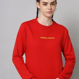 GRIFFEL Women Red Solid Sweatshirt-image-23