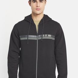 Octave Men Black Striped Hooded Sweatshirt-picture-38