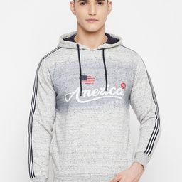 Duke Men Grey Printed Hooded Fleece Sweatshirt-image-54