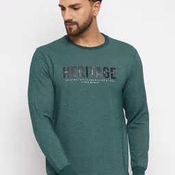 Duke Men Green Printed Fleece Sweatshirt-image-80