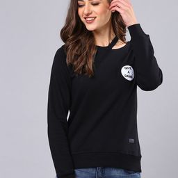 Campus Sutra Women Black Applique Sweatshirt-image-18