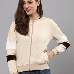Campus Sutra Women Beige Sweatshirt-image-42