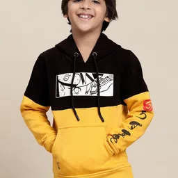 Kids Ville Boys Colourblocked Hooded Pullover Sweatshirts-picture-33