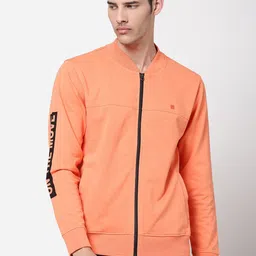 Lee Men Orange Detachable Hood Cotton Sweatshirt-image-82