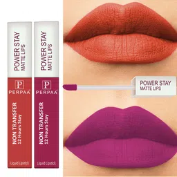 PERPAA Set of 2 Power Stay Non-Transfer & Long-Lasting Velvet Matte Liquid Lipstick 5 g-Pink 10 - Bright Red 01-image-56