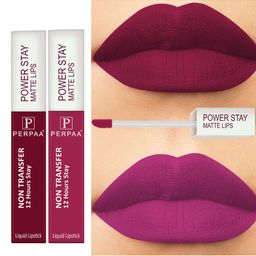 PERPAA Set of 2 Power Stay Non-Transfer & Long-Lasting Velvet Matte Liquid Lipstick 5 g-Pink 10 - Maroon 09-56