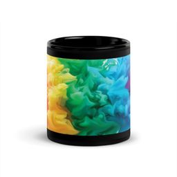 RISH Black & Green Printed Ceramic Glossy Microwave Safe Mug-325ml-25