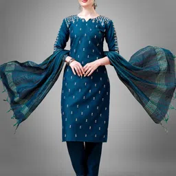 ARADHNA Embroidered Regular Gotta Patti Straight Kurta with Trousers & Dupatta-39