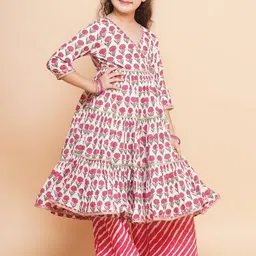 Bitiya by Bhama Girls Printed Tiered Gotta Patti Pure Cotton Kurta with Palazzos & Dupatta-picture-17