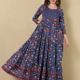 GLAM ROOTS Ethnic Motifs Printed Flared Gotta Patti Anarkali Kurta-50
