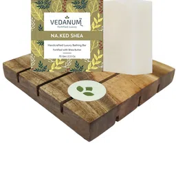 VEDANUM Handmade Organic Shea Butter Soap with Handcrafted Natural Neem Wood Soap Stand-23