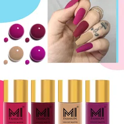 MI FASHION Set of 4 Velvet Matte Nail Polishes - 9.9ml Each-image-82