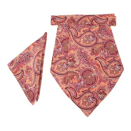 Alvaro Castagnino Men Orange Printed Cravat With Pocket Square-image-84