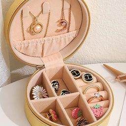 HOUSE OF QUIRK Golden Storage Portable Jewellery Organizer-image-4