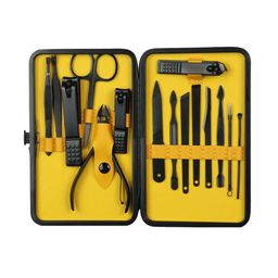 iSWEVEN Unisex Yellow Set of 15 Manicure & Pedicure Set With Portable Travel Case-image-14