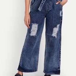 BAESD Women Jean Wide Leg High-Rise Mildly Distressed Light Fade Cotton Jeans-picture-41