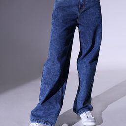 Hubberholme Women Relaxed Fit High-Rise Clean Look Heavy Fade Stretchable 90's Baggy Jeans-image-54