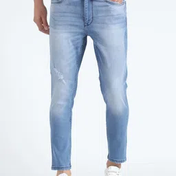 Flying Machine Men Tapered Fit High-Rise Low Distress Heavy Fade Stretchable Cropped Jeans-picture-31