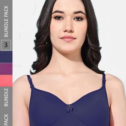 FIMS Pack Of 3 Full Coverage Lightly Padded Non-Wired Everyday Bra With All Day Comfort-17