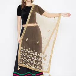 Clora Creation Ethnic Motifs Embroidered Net Dupatta-image-14