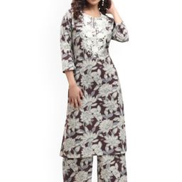 COTTON CULTURE Women Floral Printed Regular Pure Cotton Kurta with Palazzos-picture-43