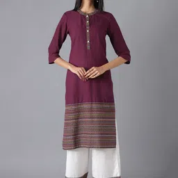 AURELIA Women Purple & White Pure Cotton Kurta with Palazzos-image-63